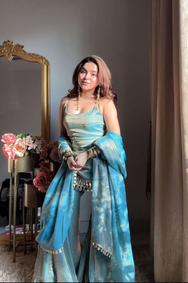 Aaina Fendy Silk Sharara Set