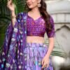 Lavender Pichwai & Patola Print Tussar Silk Lehenga Choli with Zari Weaving Border