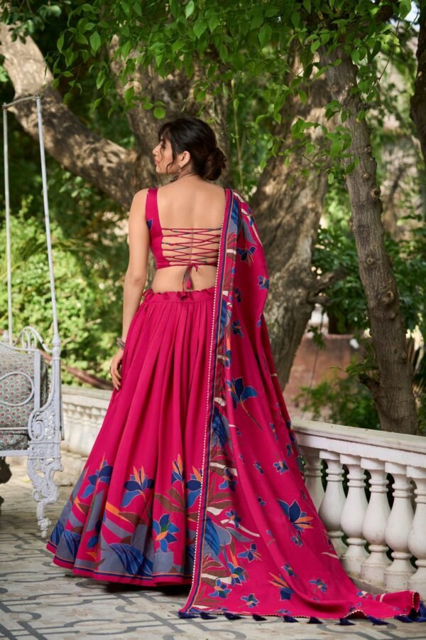 1216RPIBACK.jpg Embrace Elegance: Rani Pink Floral Print Lehenga