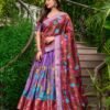Lavender Color Kalamkari Print With Zari Weaving Dola Silk Voni Lehenga Choli