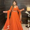 Orange Color Jacket Style Anarkali Suit Set