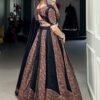 1657MRNBACK.jpg Black Cotton Chaniya Choli Set with Gota Patti and Printed Work Traditional Lehenga