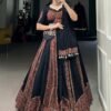 1657MRNMAIN.jpg Black Cotton Chaniya Choli Set with Gota Patti and Printed Work Traditional Lehenga