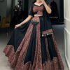 1657MRNMAIN2.jpg Black Cotton Chaniya Choli Set with Gota Patti and Printed Work Traditional Lehenga