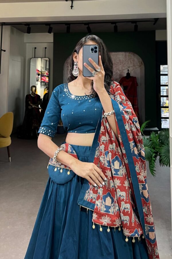 Firozi Color Plain With Gota Patti Cotton Garba Collection by Suratikart