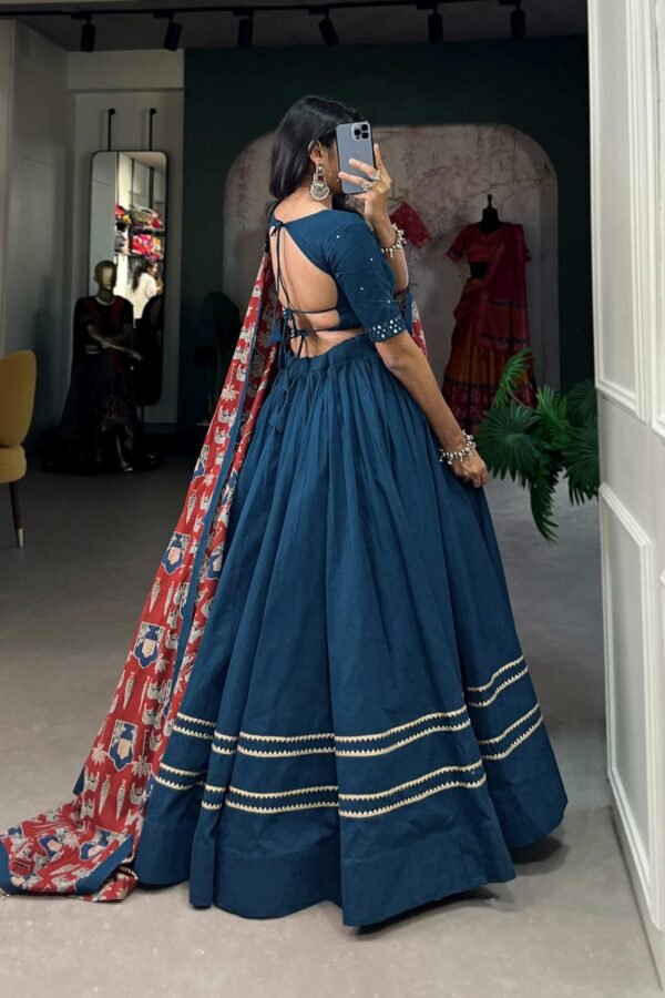 Firozi Color Plain With Gota Patti Cotton Garba Collection by Suratikart