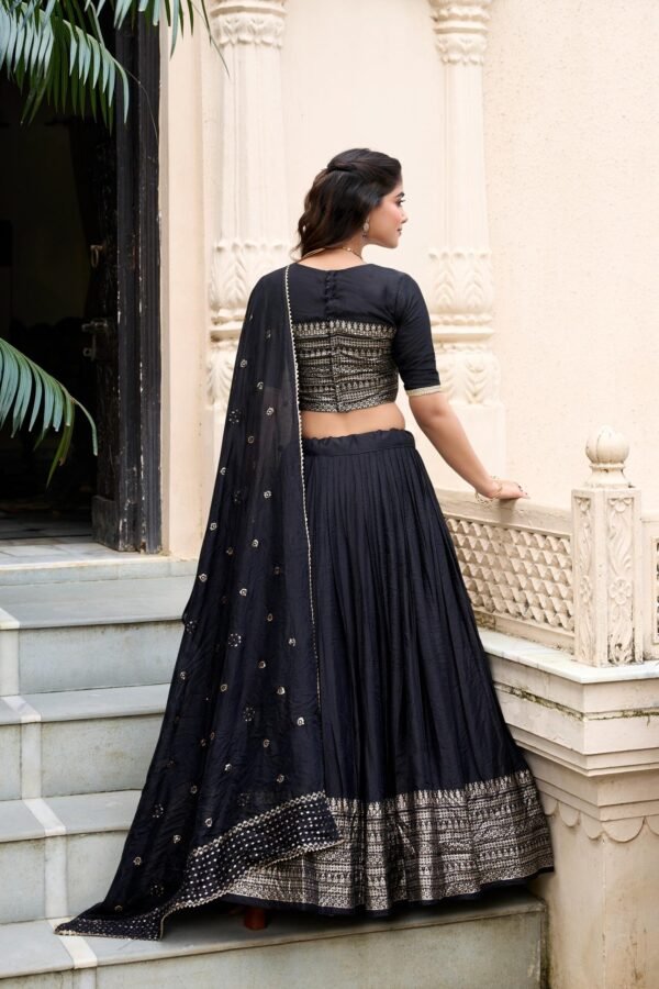 1906BLK_BACK.jpg Black Chanderi Silk Lehenga Choli Set