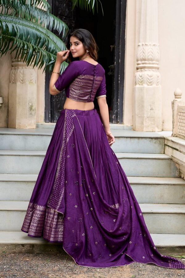 1906DPLBACK.jpg Dark Purple Chanderi Silk Lehenga Choli