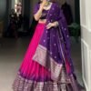 Lovely Pink Chanderi Lehenga with Zari Weaving Work and Bandhej Print Dupatta