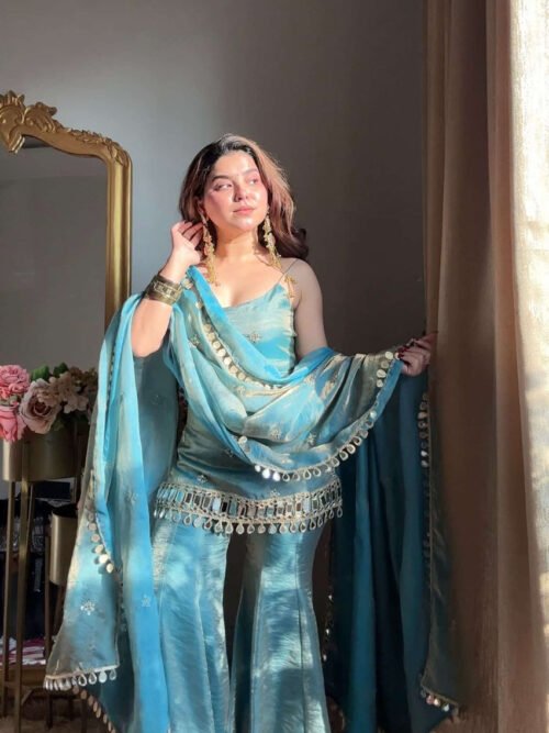 Aaina Fendy Silk Sharara Set