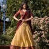 Cream Color Zari Weaving Work Kanchipuram Lehenga Choli