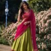 Parrot Green Color Zari Weaving Work Kanchipuram South Culture Lehenga Choli