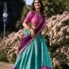 2001SBLMAIN2.jpg Sky Blue Color Zari Weaving Work Kanchipuram Women Lehenga Choli
