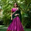 Pink Color South Style Poly Cotton Half Saree with Zari Weaving Lehenga and Elegant Dupatta