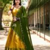 Yellow Color Zari Weaving Work Kanjivaram Lehenga Choli