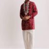 361_1 Red Silk Kurta Set With Bandhani Print