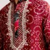 361_3 Red Silk Kurta Set With Bandhani Print