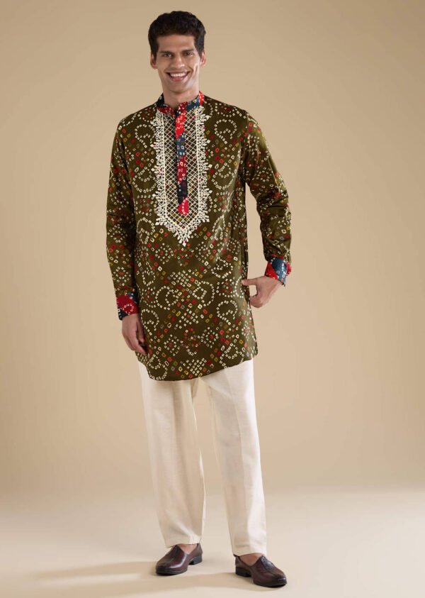 362_1 Green Silk Resham Embroidered Mens Kurta Set