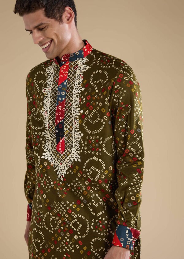 362_2 Green Silk Resham Embroidered Mens Kurta Set