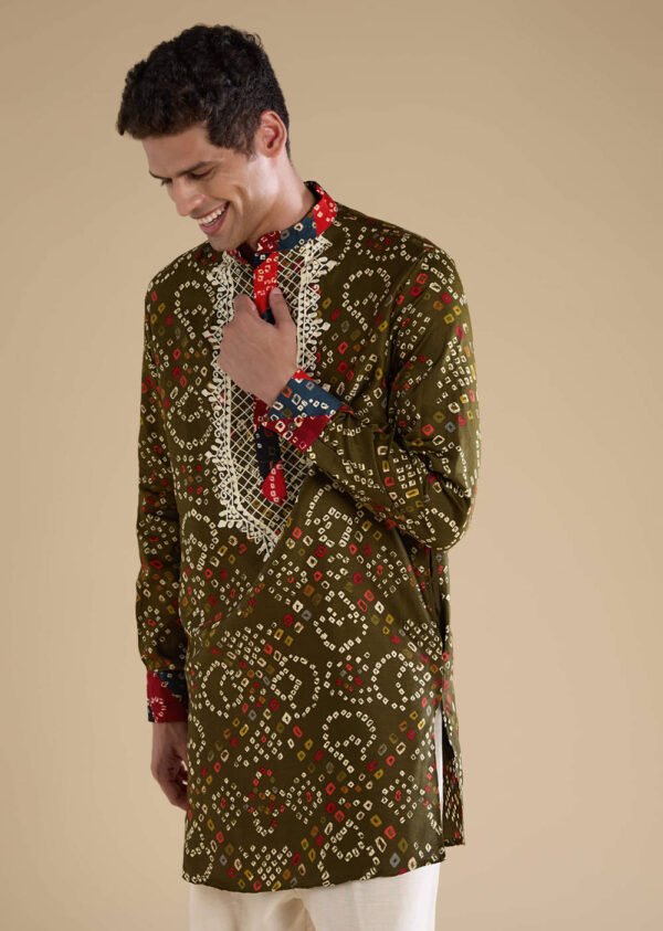 362_3 Green Silk Resham Embroidered Mens Kurta Set