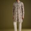 365_2 Grey Printed Kurta Set In Russian Silk With Zipper