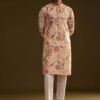 368_1 Cream Brown Silk Floral Printed Kurta Set