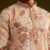 368_3 Cream Brown Silk Floral Printed Kurta Set