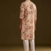 368_4 Cream Brown Silk Floral Printed Kurta Set