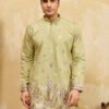 376_2 Light Green Festive Wear Embroidered Kurta Set For Mens