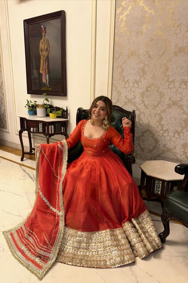 Rust Orange Gotta Work Anarkali Suit Set