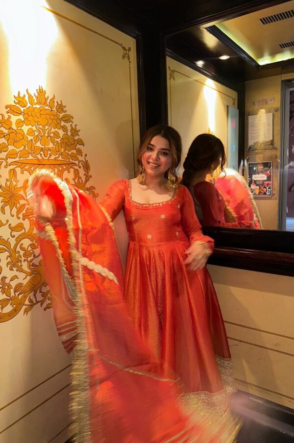 Rust Orange Gotta Work Anarkali Suit Set