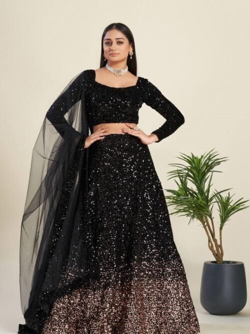 Luxurious Black Velvet Lehenga