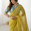 FBL351_2.jpg Charming Baby Yellow Sparkle Silk Ready-to-Wear Saree