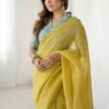 FBL351_3.jpg Charming Baby Yellow Sparkle Silk Ready-to-Wear Saree