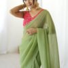FBL352_1.jpg Graceful Moss Green Sparkle Silk Ready-to-Wear Saree