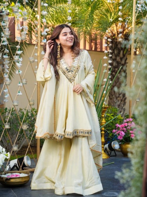 Ivory Shishmahal Palazzo Suit