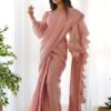 IMG_3277.jpg Elegant Pink Jimmy Organza Fabric Ready-to-Wear Saree with Stitched Blouse