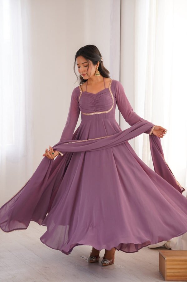 Mauve Pink Fox Blooming Georgette Anarkali