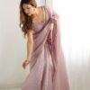 Dusty Pink Pre-Draped Saree with Stitched Blouse