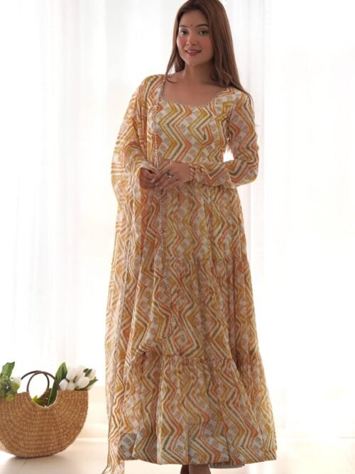 IMG_9978.jpg Stunning Multi-Color Heavy Soft Fox Georgette Zigzag Print Anarkali