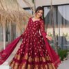 Maroon Jacquard Sringar Anarkali Suit Set