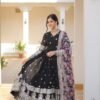 Black Heavy Embroidery Work Gown with Dupatta