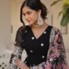 Black Heavy Embroidery Work Gown with Dupatta