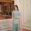 KA-1079GREEN_1.jpg Light Green Palazzo Suit with Dupatta
