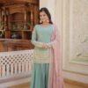 KA-1079GREEN_3.jpg Light Green Palazzo Suit with Dupatta