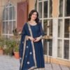 KA-1135_ROYAL_BLUE_2.jpg Royal Blue Faux Blooming Gown with Zari Sequins Embroidery