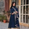 KA-1135_ROYAL_BLUE_4.jpg Royal Blue Faux Blooming Gown with Zari Sequins Embroidery