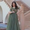 KA-1170_2.jpg Metal Green Jacket Style South Indian Gown Set