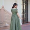 KA-1170_4.jpg Metal Green Jacket Style South Indian Gown Set