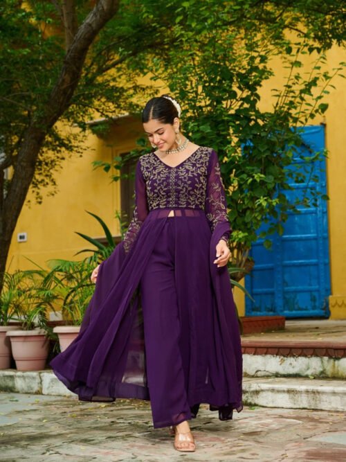 WINE COLOR DESIGNER KURTI PANT SET